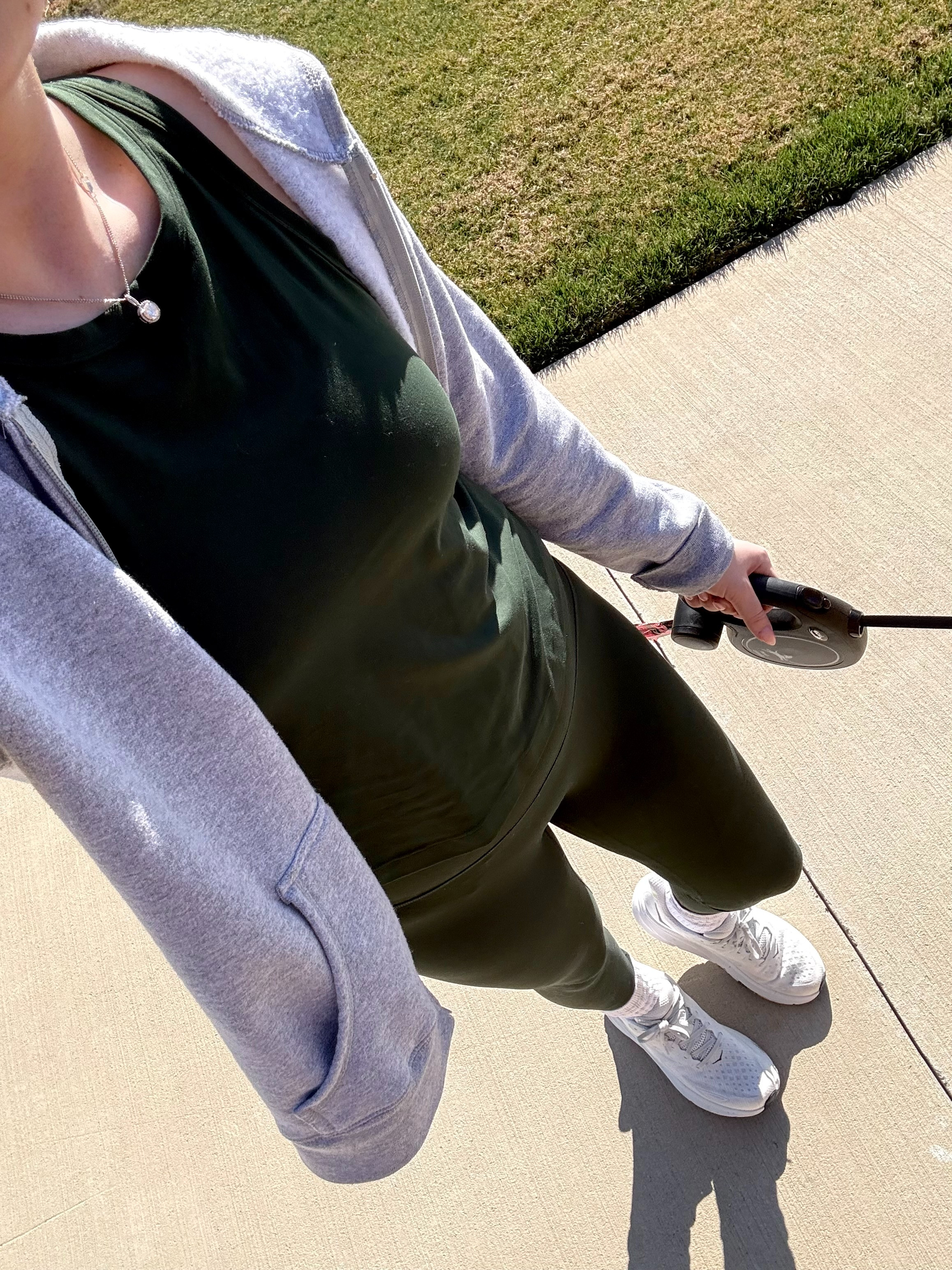 Rainforest green align lululemon athletic outfit and sweatshirt! Hokas are the comfiest gym shoes and are so comfortable if you need arch support.  

 #LTKootd #LTKselfcare #LTKActive