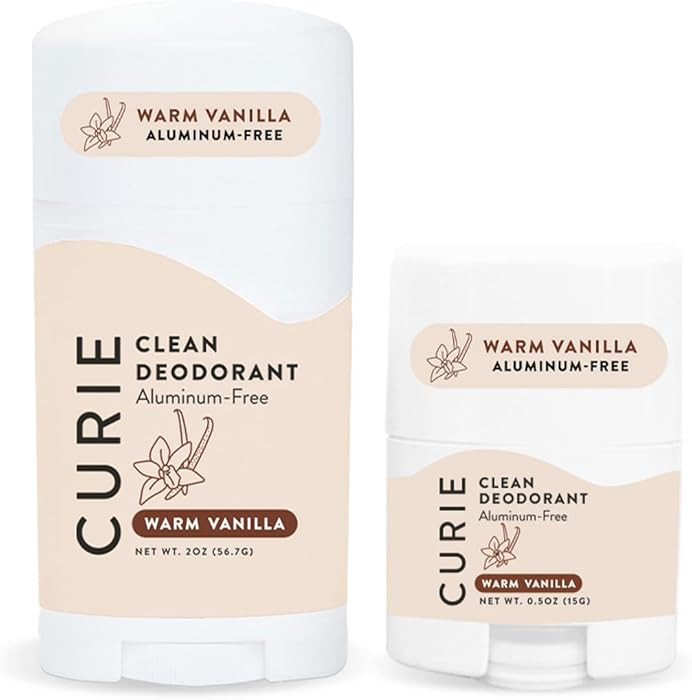 Curie Natural Deodorant Aluminum Free - Warm Vanilla Stick & Mini - Travel Size Deodorant for Wom... | Amazon (US)