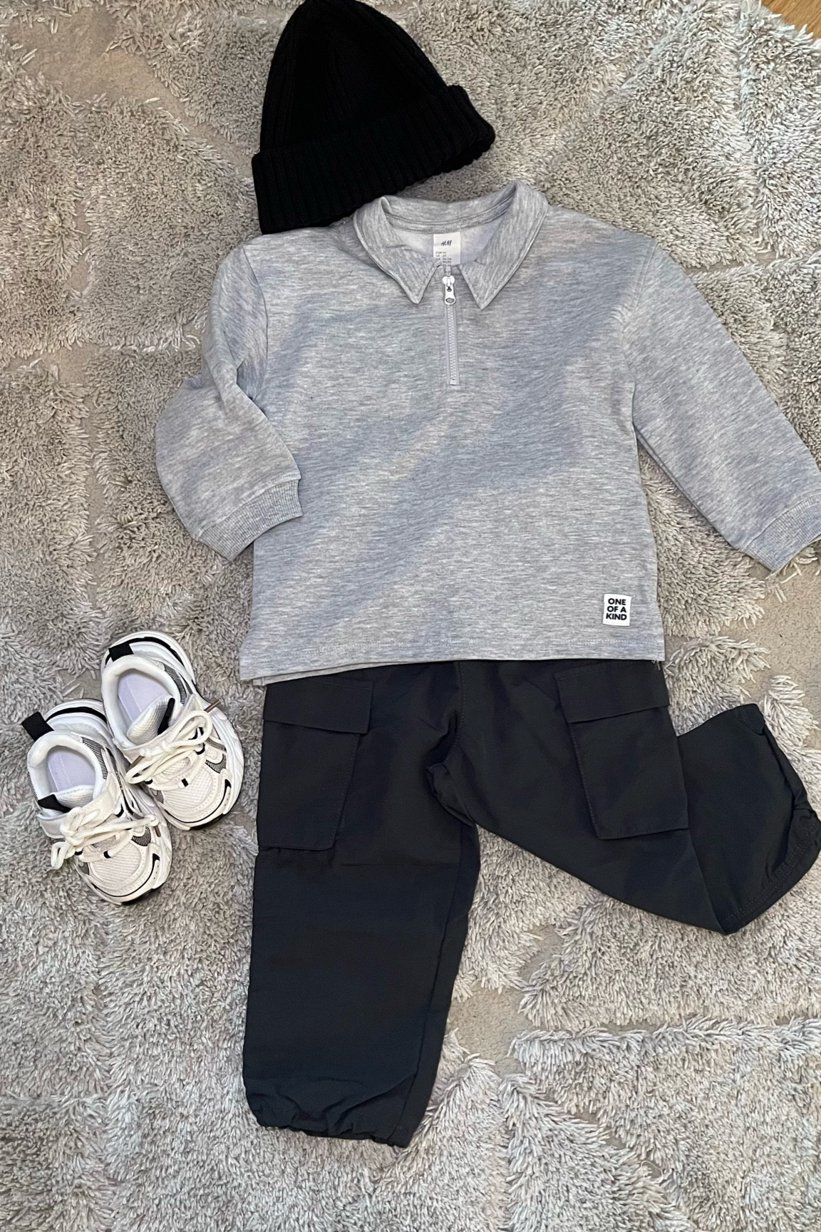 Baby Toddler Boh outfit inspo inspiration style clothes neutral sporty athletic track pants sweatshirt dad shoes sneakers beanie 

#LTKFamily #LTKKids #LTKBaby