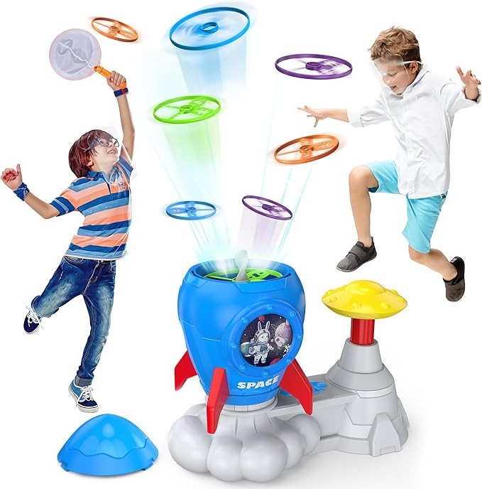 Outdoor Toys for Kids Ages 3-8: Flying Disc Launcher Toy Chasing Games - Summer Outside Yard Acti... | Amazon (US)