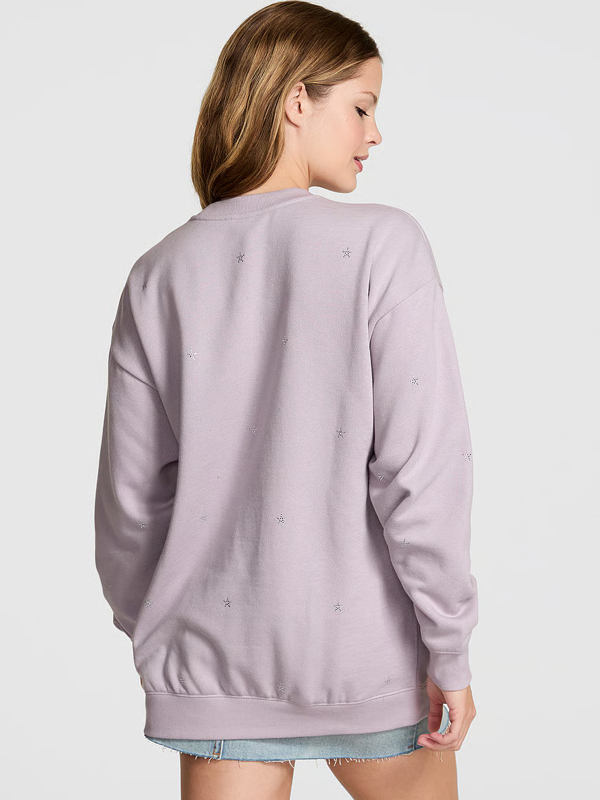 Buy Ivy Fleece Oversized Crew Sweatshirt, Limited Edition Spring Violet Diamante - Order Hoodies ... | Victoria's Secret (US / CA )