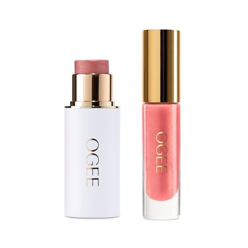 Ogee Dew-Kissed Morning - Carnelian Face Stick & Poppy Lip Gloss Duo - Limited Edition Holiday Makeup Gift Set - Certified Organic & Skincare-Infused | Amazon (US)