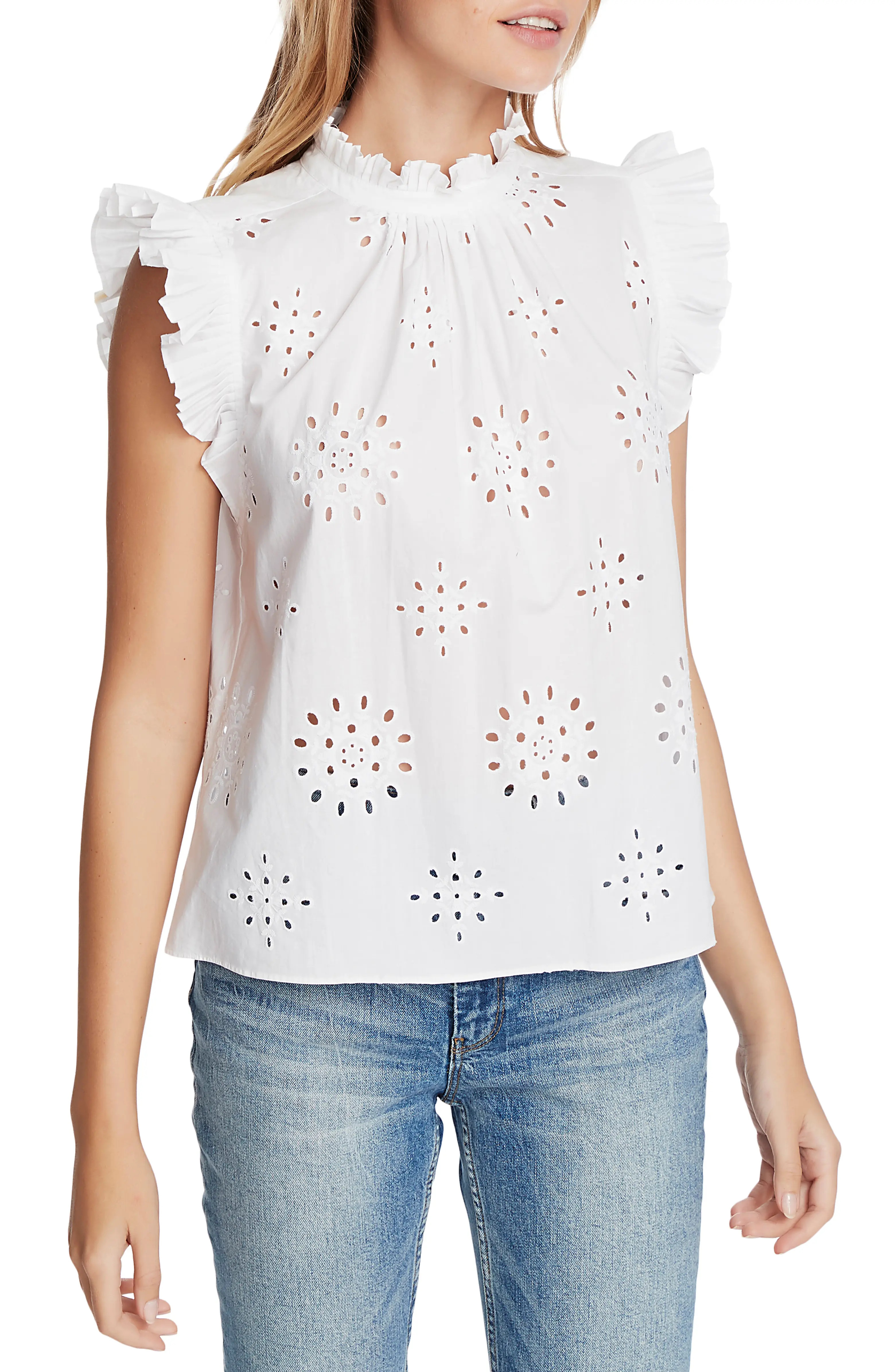 Eyelet Flutter Sleeve Top | Nordstrom