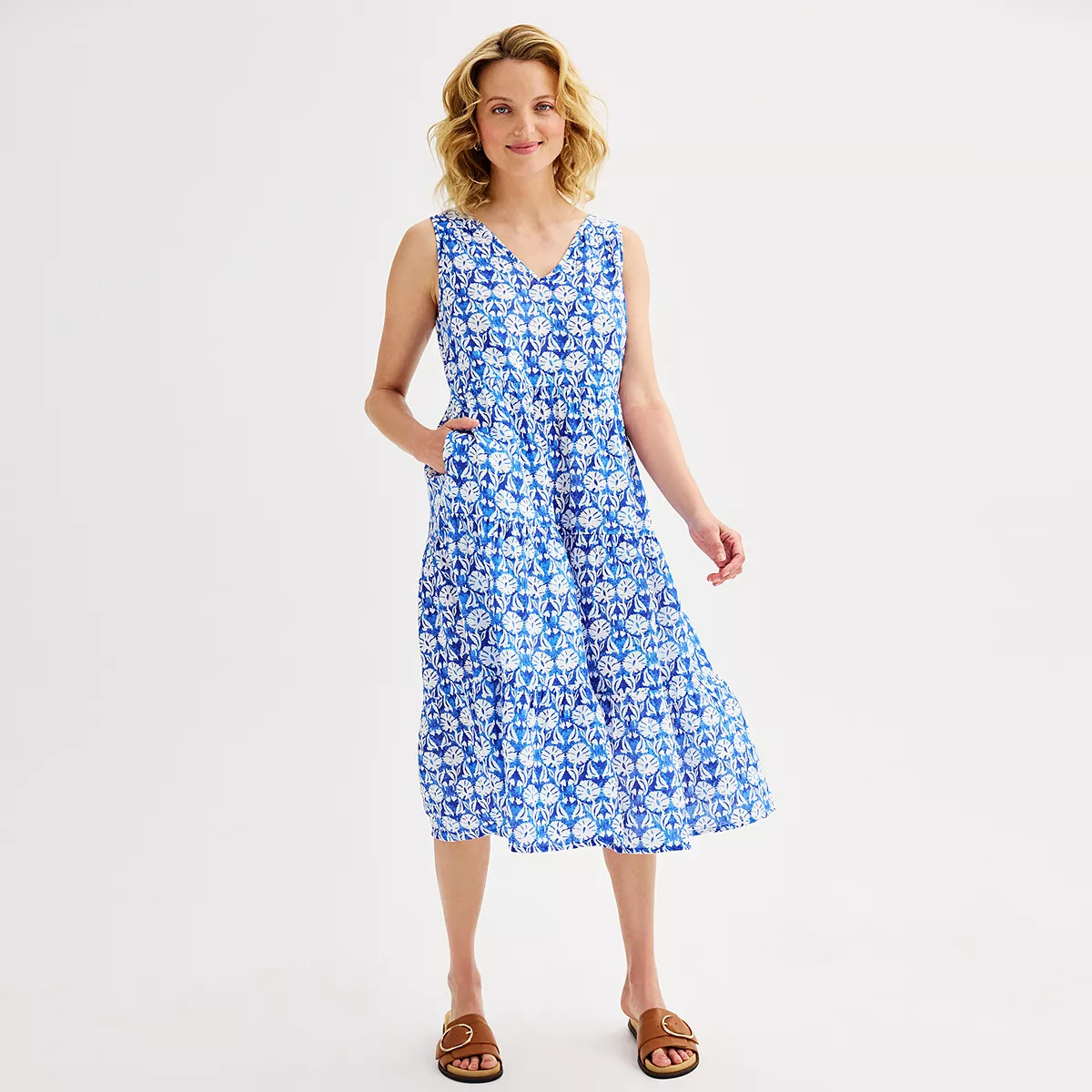 Women's Sonoma Goods For Life® Tiered V-Neck Midi Dress | Kohl's