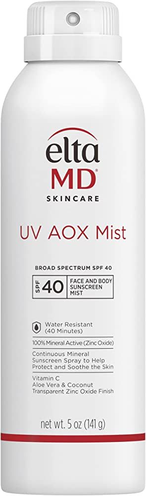 EltaMD UV AOX Mist Mineral Sunscreen Spray, SPF 40 Body Sunscreen Spray, Broad Spectrum Formula P... | Amazon (US)