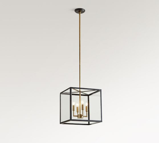 Manor Outdoor Glass & Iron Square Pendant (14"-20") | Pottery Barn (US)