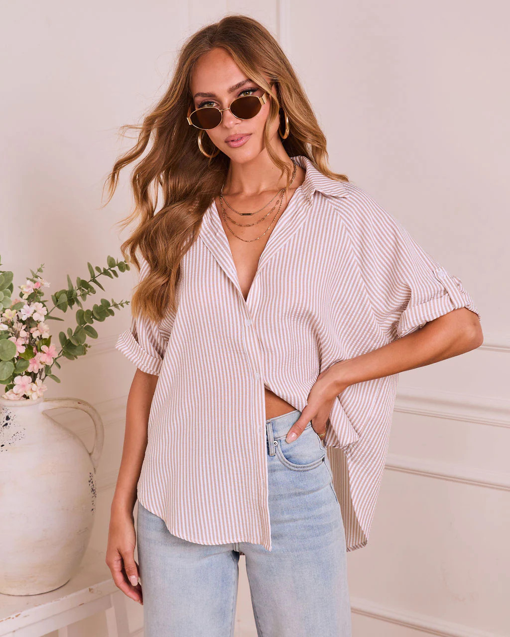 Daylight Essence Striped Button Down Top | VICI