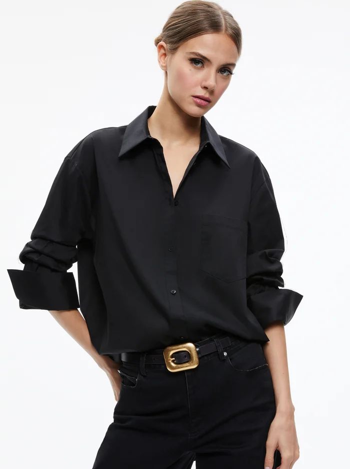 FINELY OVERSIZED BUTTON DOWN SHIRT | Alice + Olivia