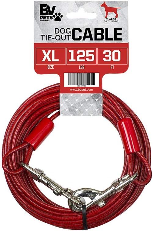 BV Pet Tie Out Cable for Dogs Up to 90/125/ 250 Pounds, 25/30 Feet | Amazon (US)