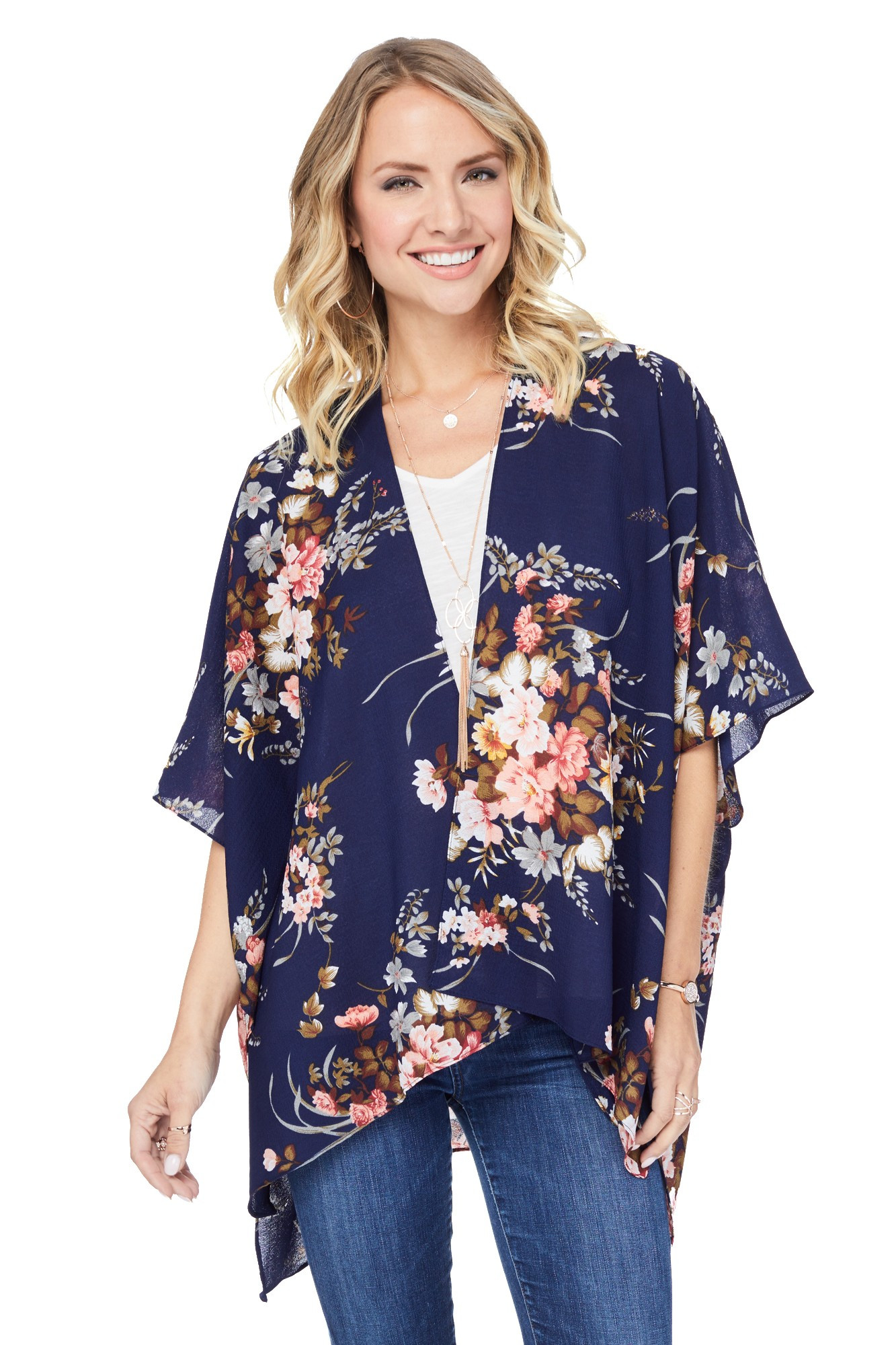 Laverne Floral Kimono - Blue - NS | Charming Charlie
