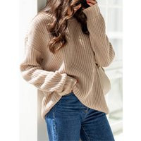 Beige Oversized Pullover Sweater Turtleneck, Warm For Women, Knit Women, Sweater | Etsy (US)