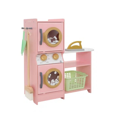 Wooden Laundry Play Set, Stacking Washer and Dryer with Iron and Basket | Wayfair North America