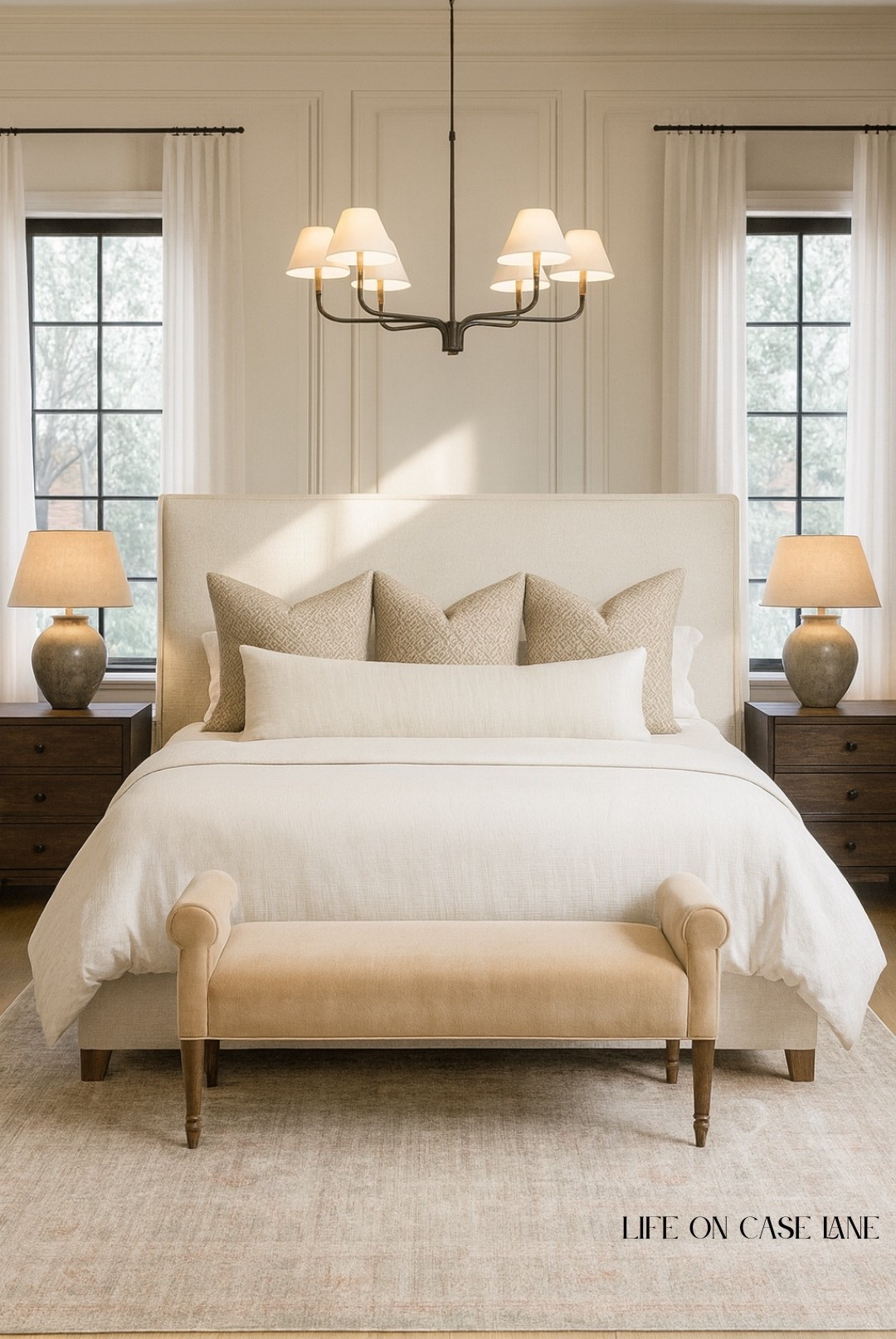 Primary bedroom fully linked with actual furniture.

Neutral bedroom, bedroom inspiration, bedroom inspo, bedroom examples 

Primary bedroom furniture, master bedroom, guest bedroom, traditional bedroom, transitional bedroom, nightstand, upholstered bed, area rug, bedroom bench, bedroom chandelier, lamp, bedroom lamp, neutral bedroom, curtains, neutral curtains, triple pleat pinch curtains, affordable furniture, good quality furniture, wayfair, Loloi,  green bedroom, end of bed bench, neutral rug, son bedroom, boy bedroom, male bedroom, man bedroom, ceiling fan, throw pillow, lumbar pillow

#LTKOver40 #LTKSaleAlert #LTKHome