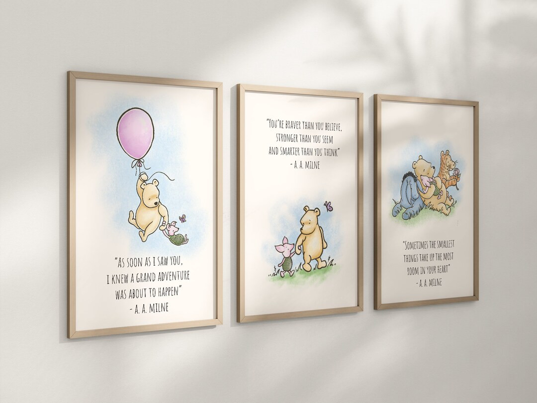 Set of 3 Classic Winnie-the-pooh Nursery Art Prints, Gender Neutral Nursery, Winnie-the-pooh Insp... | Etsy (US)