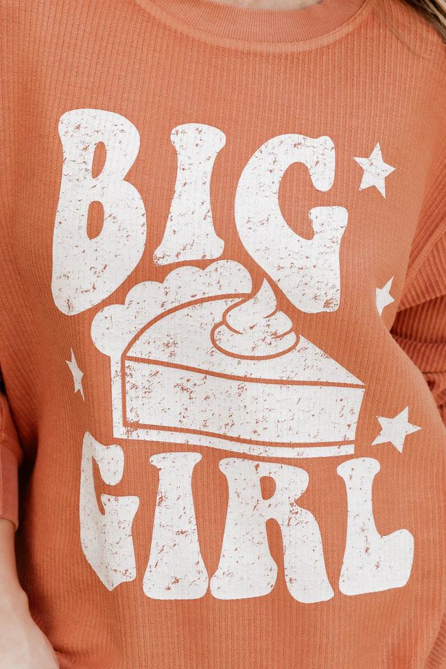 Big Pie Girl Rust Corded Graphic Sweatshirt | Pink Lily