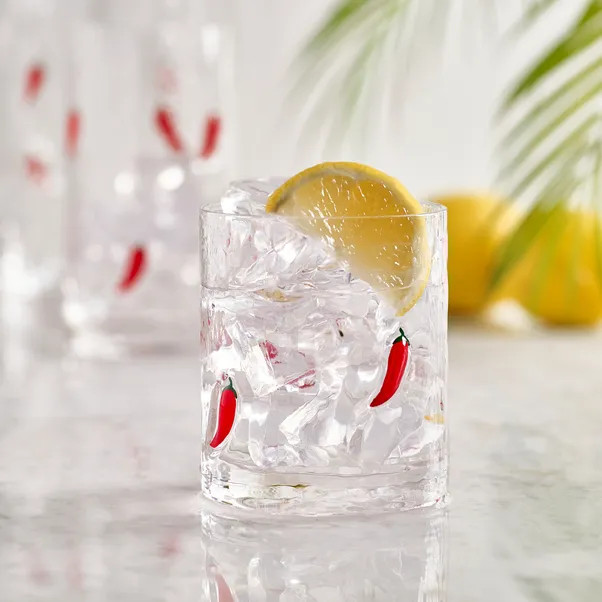 Chilli Pressed Tumbler Glass | Dunelm