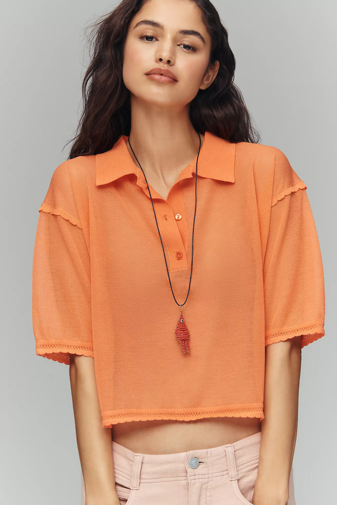 Maeve Short Sleeve Sheer Pullover | Anthropologie (US)