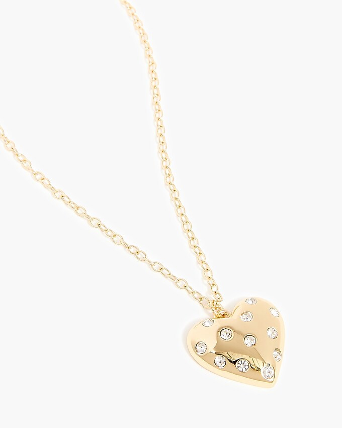Pavé puffy heart pendant necklace | J.Crew Factory