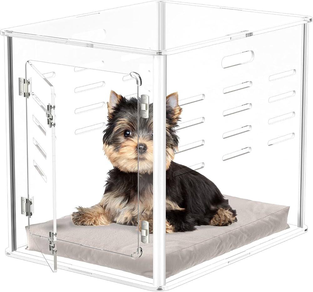 Sumerflos Acrylic Dog Crate Furniture - Clear End Table Dog Crate for Most Small Dog Cat Pet, Mod... | Amazon (US)