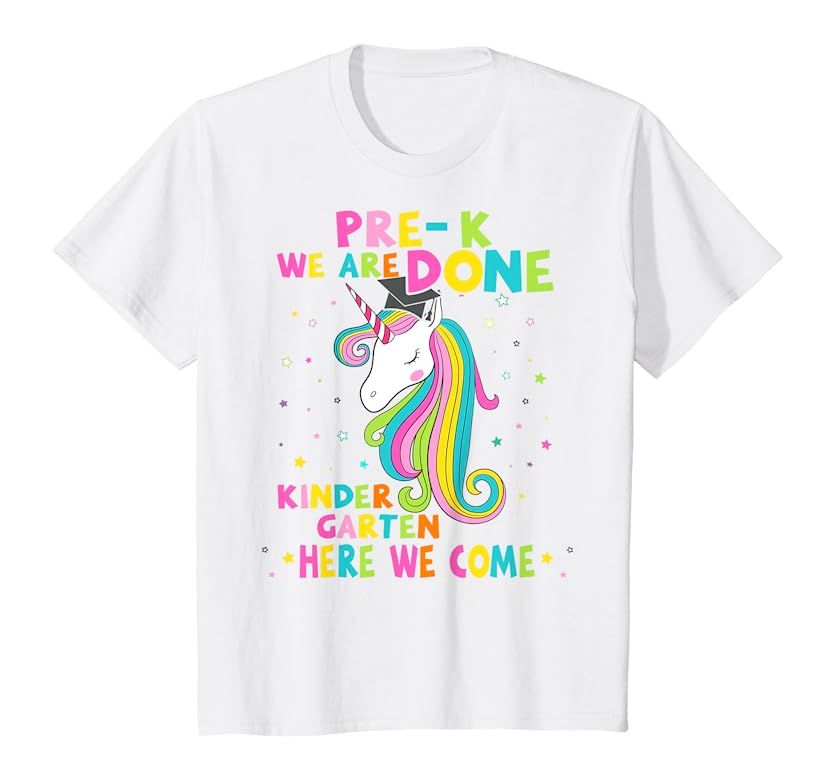 Pre-K Graduation Magical Unicorn KINDERGARTEN Here We Come T-Shirt | Amazon (US)