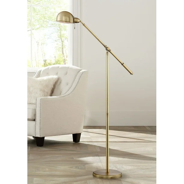 360 Lighting Modern Pharmacy Floor Lamp Antique Brass Adjustable Boom Arm and Head for Living Roo... | Walmart (US)