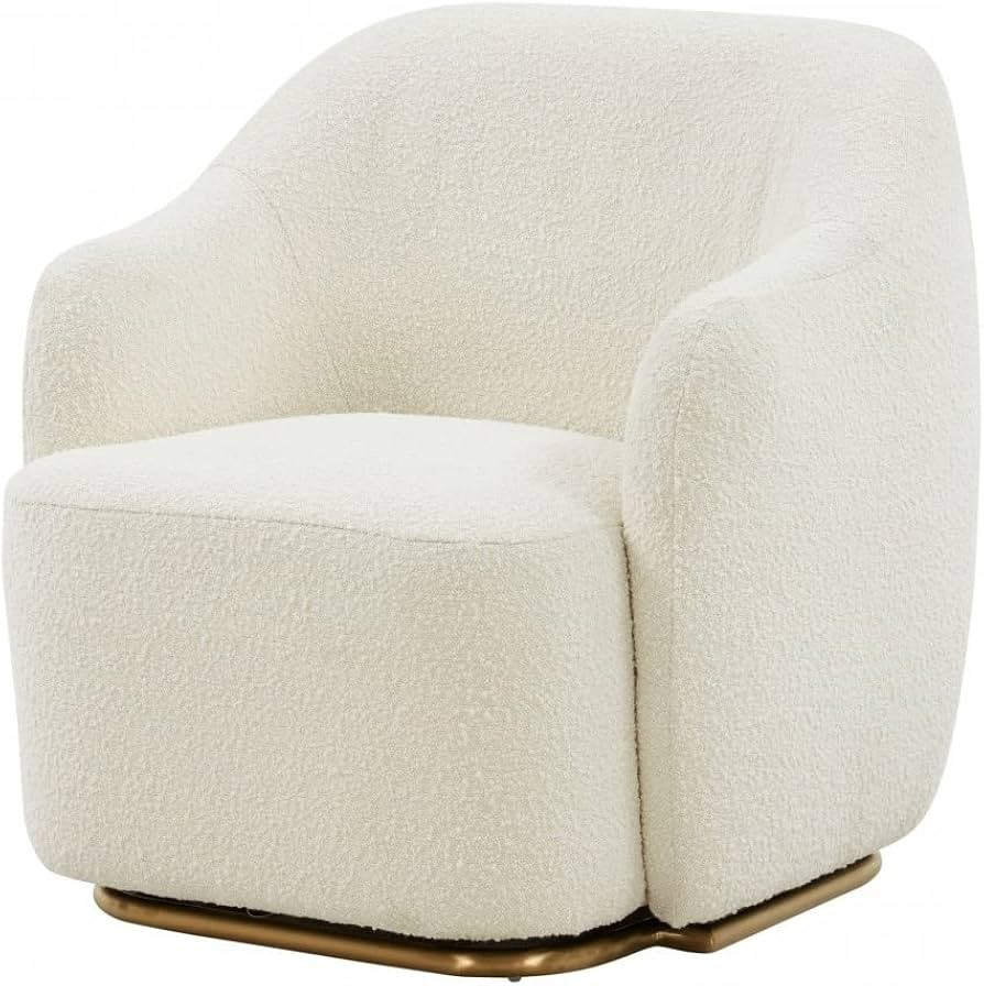 HomeRoots Stylish Off White Sherpa and Steel Chair | Amazon (US)