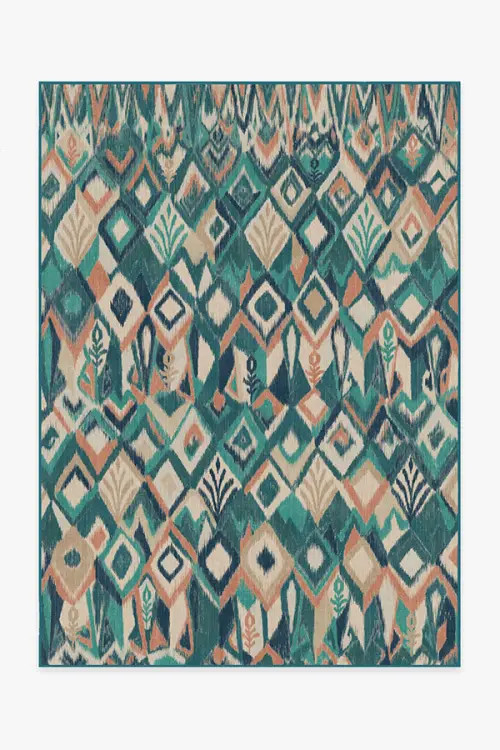 Iris Apfel Lido Ikat Teal Blue Rug | Ruggable