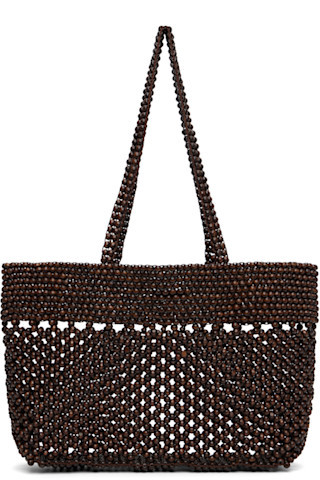 Brown Wooden Beads Tote | SSENSE