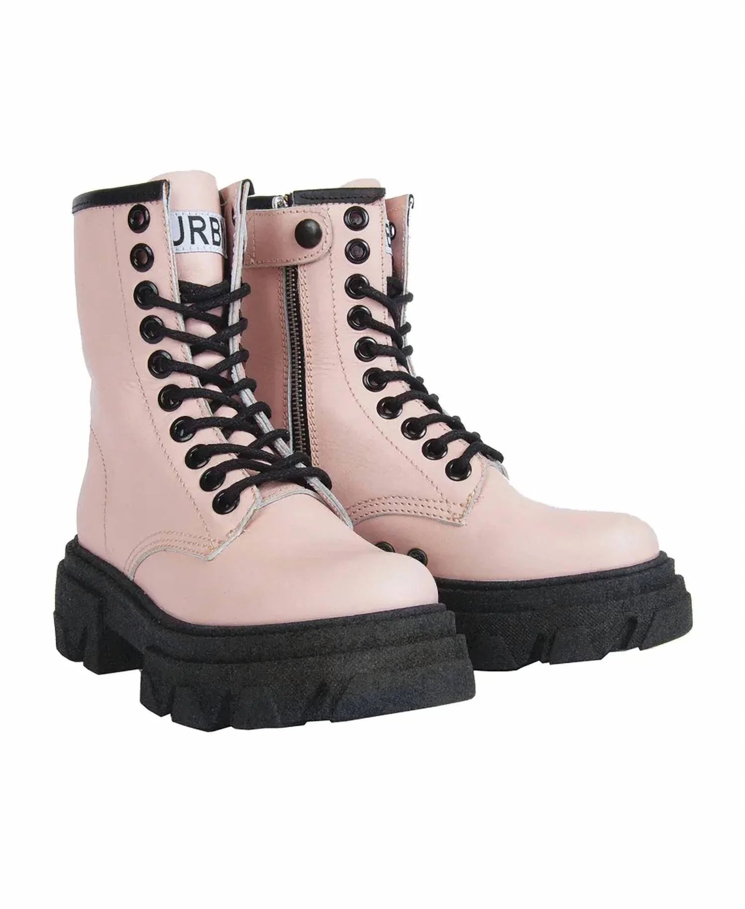 Women's Genuine Leather Combat Boots In Pink | Shop Simon