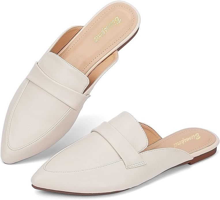 Mules for Women Flats Pointed Toe Slip On Mules Comfortable Loafer Shoes | Amazon (US)