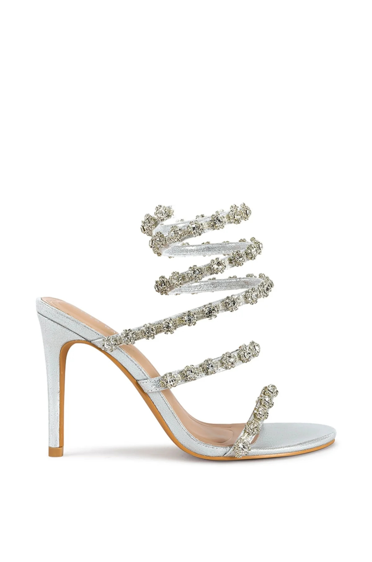 DELICACY-SILVER WRAP STILETTO SANDAL | Azalea Wang