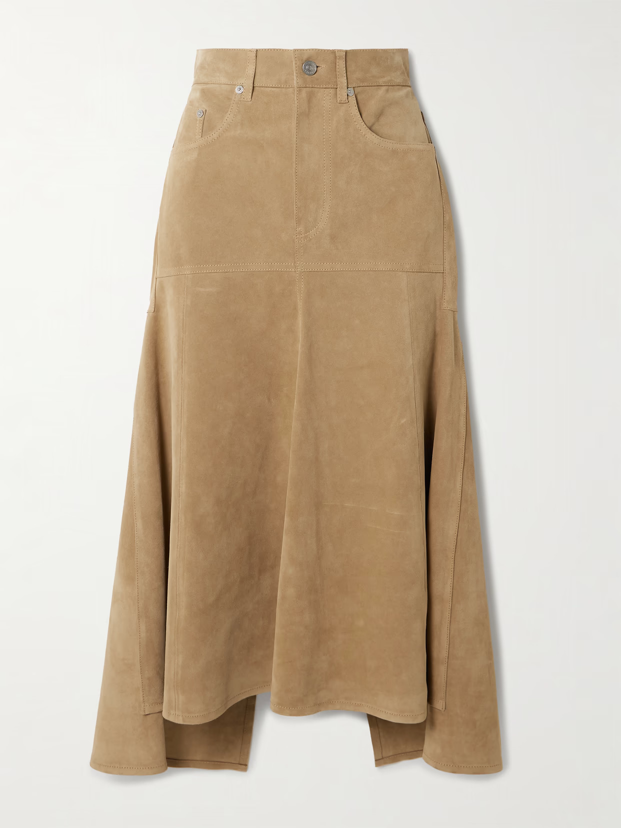Victoria Beckham - Paneled Suede Midi Skirt - Beige | NET-A-PORTER (UK & EU)