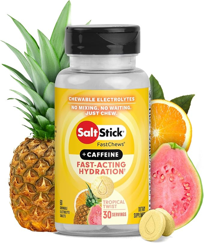 SaltStick Electrolyte FastChews with Caffeine - 60 Tropical Twist Chewable Electrolytes - Salt Ta... | Amazon (US)