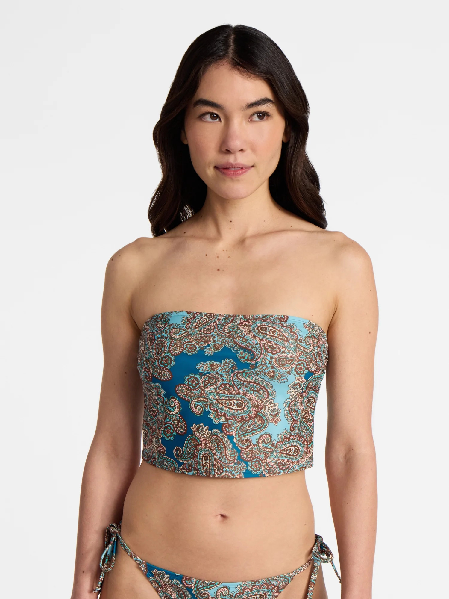 No Boundaries Paisley Longline Tankini Top, Women’s | Walmart (US)