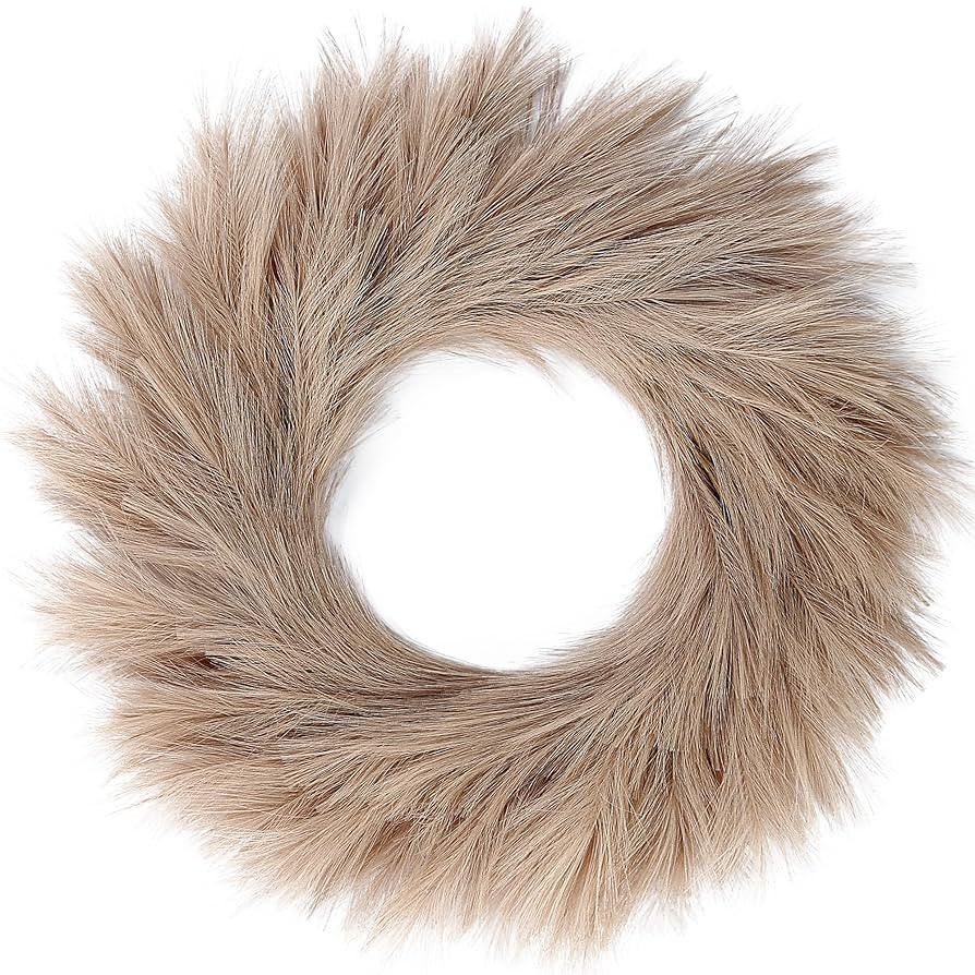 Sggvecsy Pampas Grass Wreath 26’’ Faux Pampas Wreath for All Seasons Artificial Pampas Wreath... | Amazon (US)