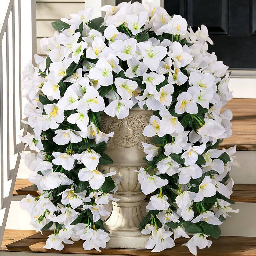 Fake Bougainvillea Artificial Flowers for Outdoors Decoration 2 pcs Faux Hanging Flowers Plants f... | Amazon (US)