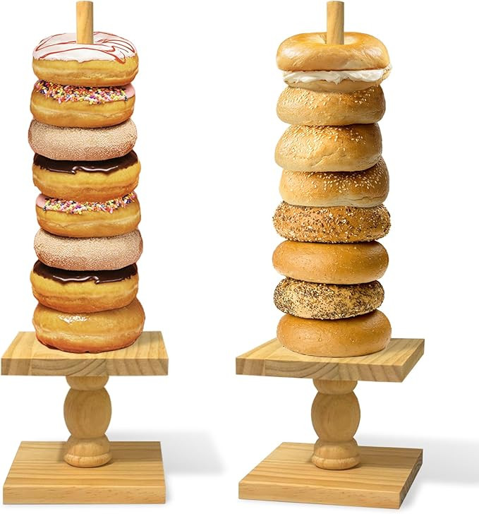 2 Pcs Donut Stand Wooden Square Doughnut Stand Bagel Stand Donut Display Tower for Dessert Table ... | Amazon (US)
