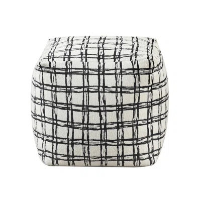 Modern Square Pouf Pattered Black White Fabric Upholstered Ottoman, Non-Slip Floor Pouf, Bean Bag Chair, 1Pc Sitting Pouf | Wayfair North America