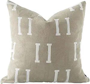 20x20'' Inches Throw Pillow Cushion Cover - Beige H Letter Embroidery Modern Fashion Style Couch ... | Amazon (US)