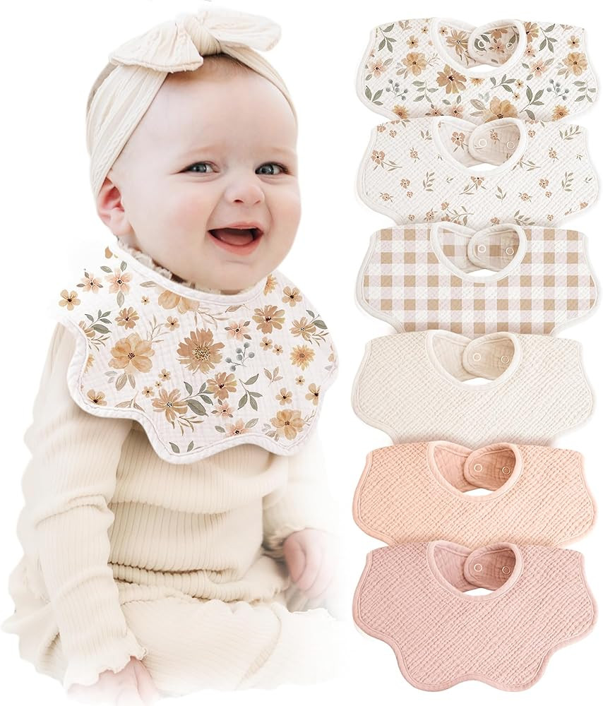 Konssy Muslin Baby Bibs 100% Cotton Absorbent Bandana Drool Bibs for Teething and Drooling, 6-Pac... | Amazon (US)