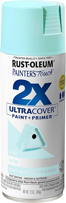 Rust-Oleum 249085 Painter's Touch 2X Ultra Cover Spray Paint, 12 oz, Satin Aqua | Amazon (US)