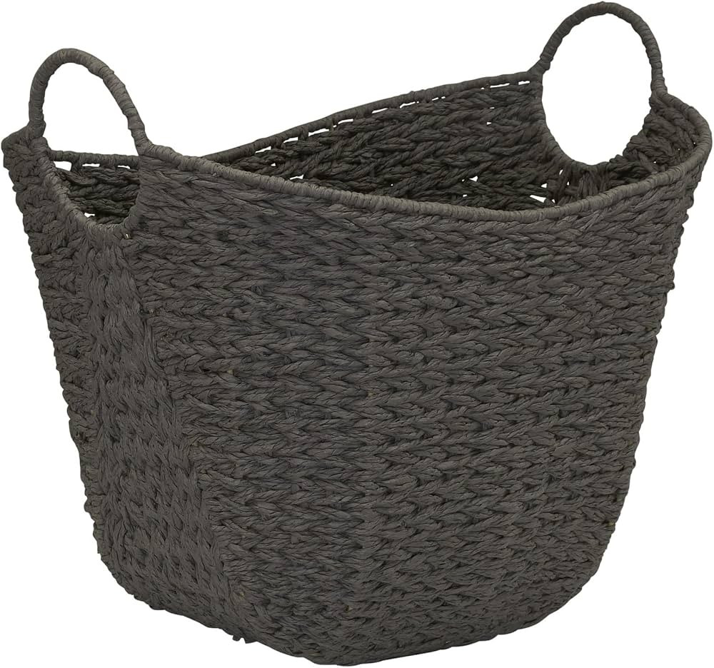 Household Essentials Natural Woven Wicker Storage Handles Basket, Gray | Amazon (US)