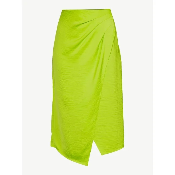 Scoop Women's Satin Faux Wrap Midi Skirt | Walmart (US)