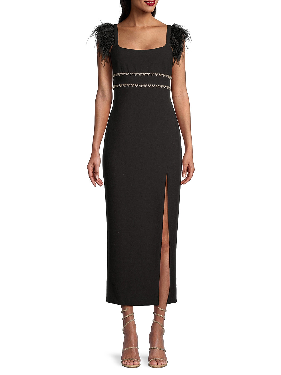 Prima Crystal & Feather Midi-Dress | Saks Fifth Avenue