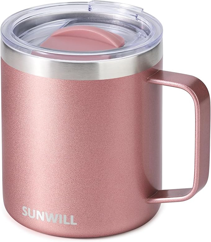SUNWILL Travel Coffee Mug with Lid, Insulated Tumbler with Handle, 14 oz Stainless Steel Cup for ... | Amazon (US)