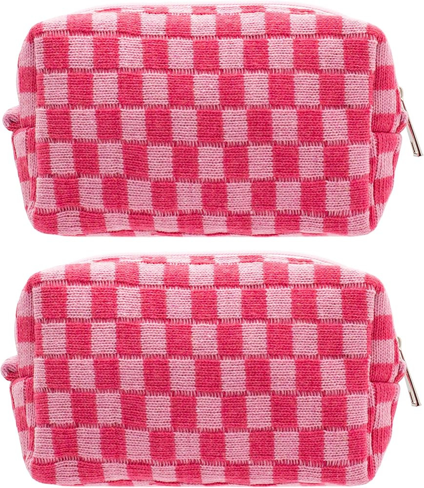 PAZIMIIK Checkered Makeup Bag for Purse Portable Zipper Make Up Pouch Small Cosmetic Case for Tra... | Amazon (US)