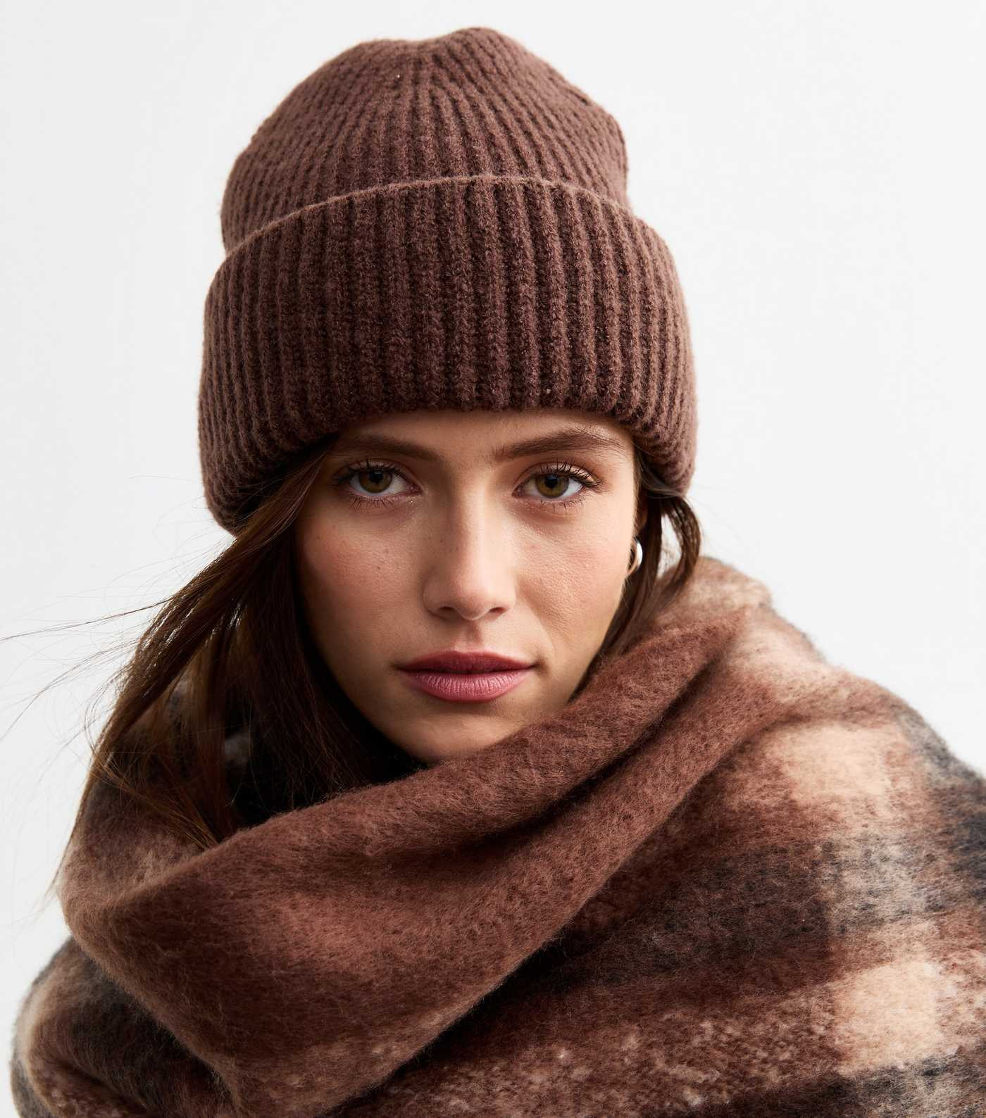 Brown Rib Chunky Knit Beanie Hat | New Look | New Look (UK)