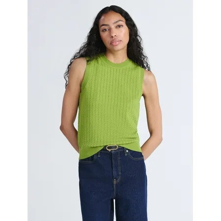 Free Assembly Women's Cozy Yarn Cable Sweater Shell, Sizes XS-XXL | Walmart (US)