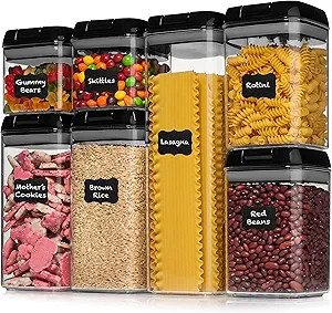 Shazo Airtight Container Set for Food Storage - 7 Piece Set + Heavy Duty Plastic - BPA Free - Air... | Amazon (US)