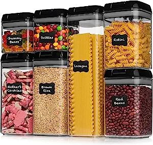 Shazo Airtight Container Set for Food Storage - 7 Piece Set + Heavy Duty Plastic - BPA Free - Air... | Amazon (US)